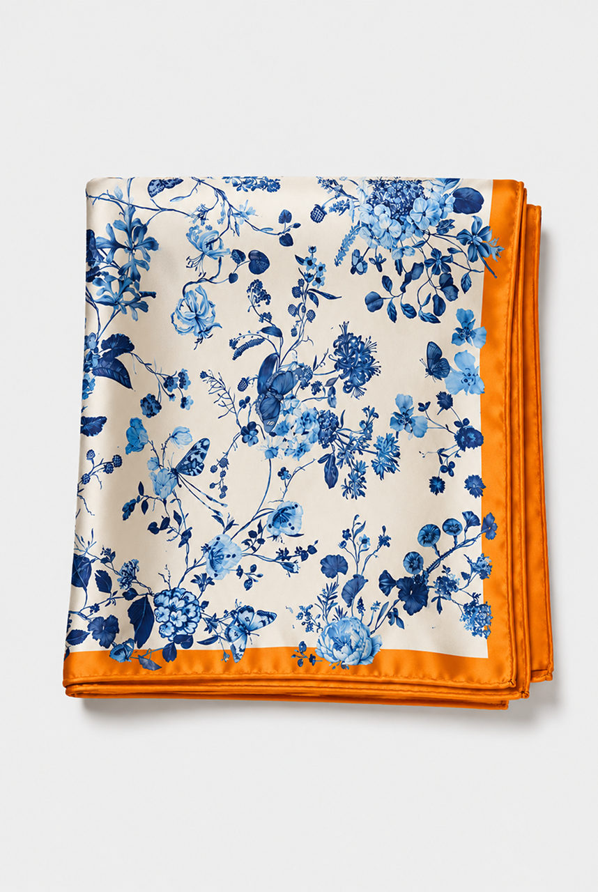 BLUE BLOSSOM SILK SCARF