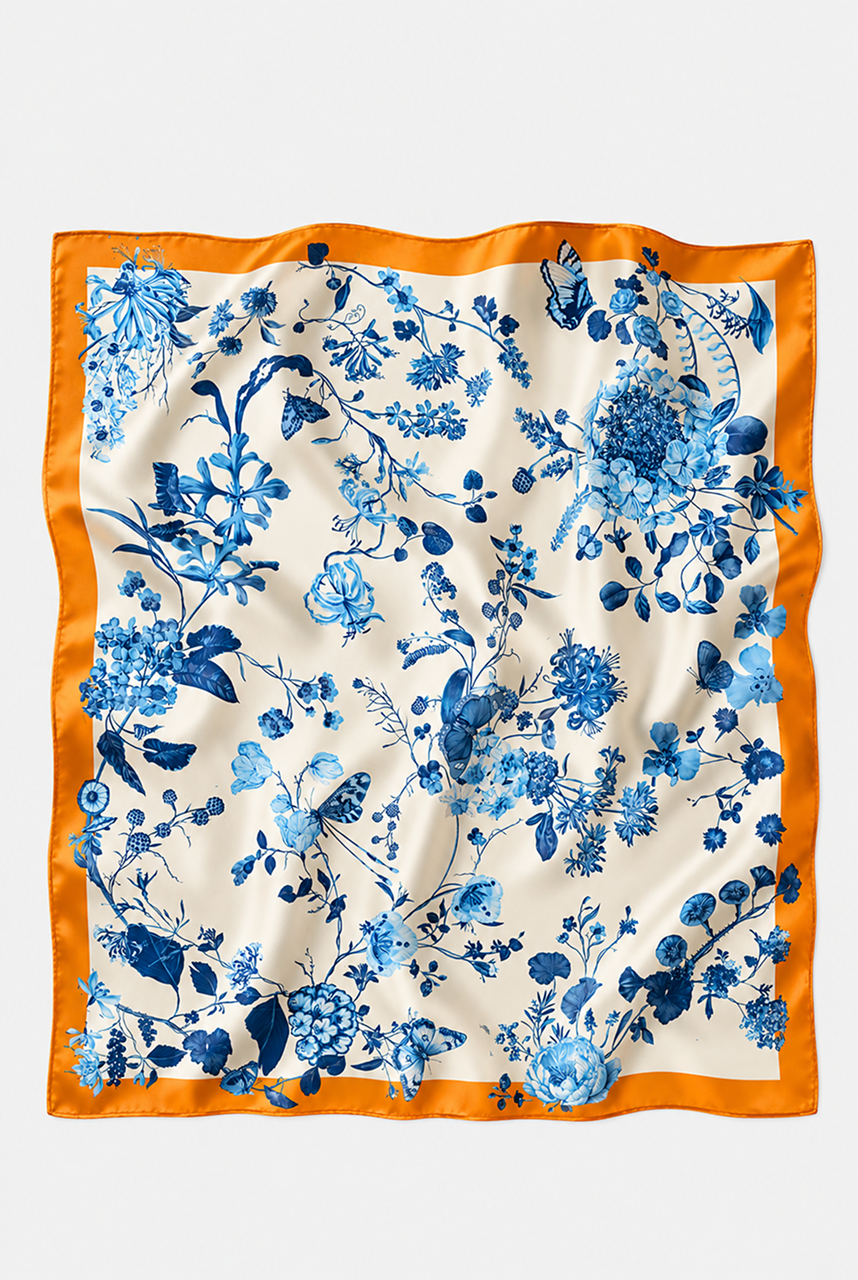 BLUE BLOSSOM SILK SCARF