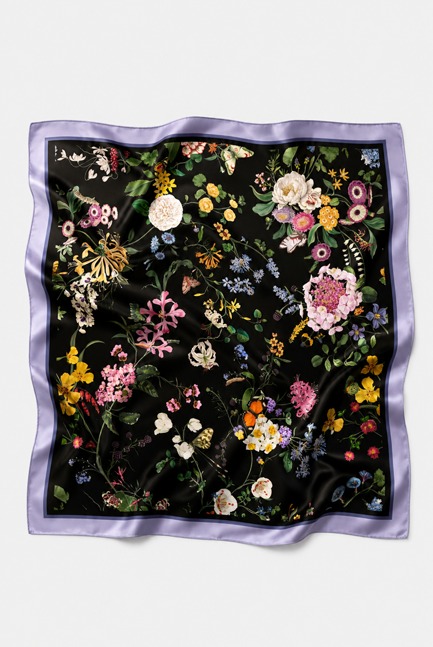 TWILIGHT FLORAL SILK SCARF
