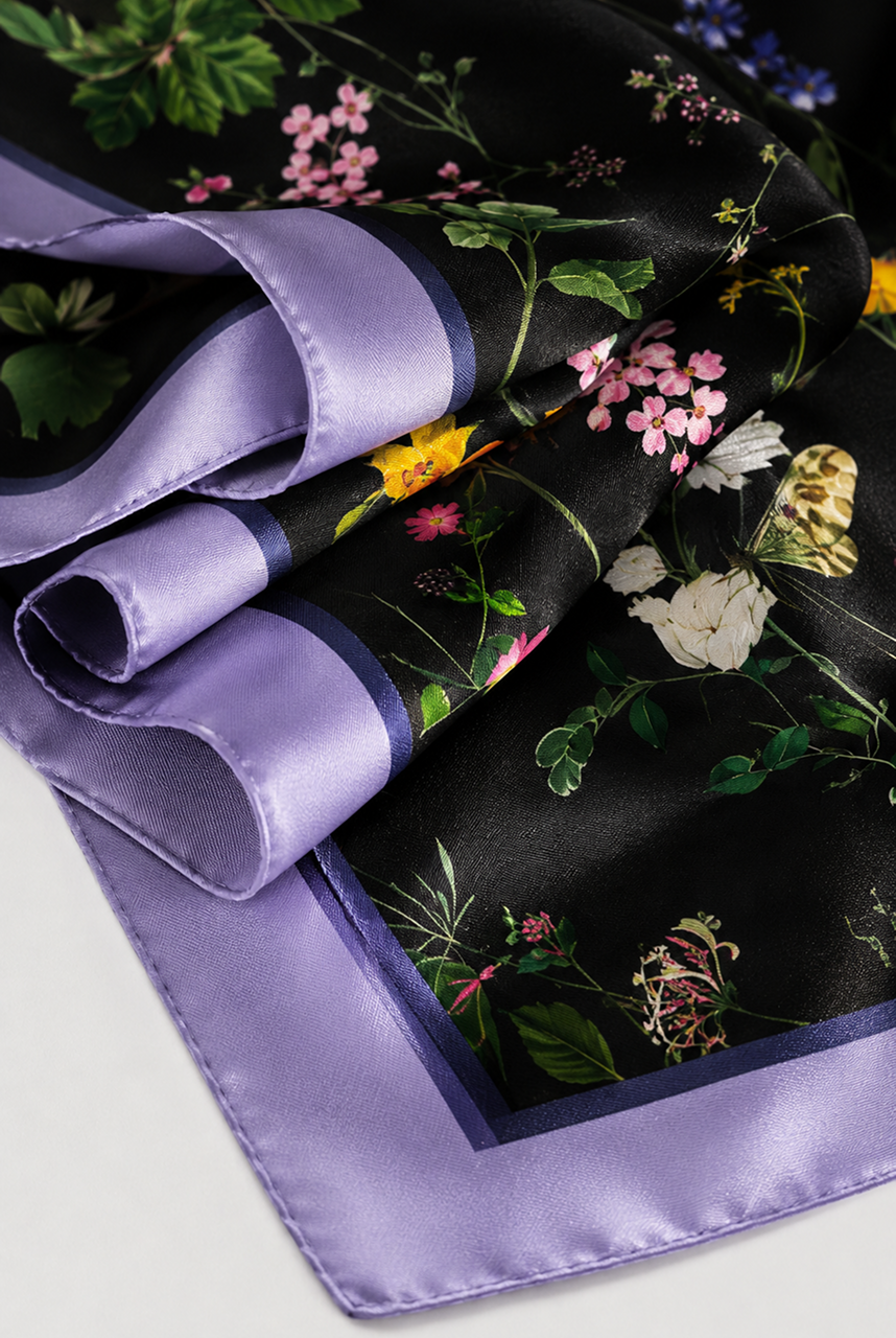 TWILIGHT FLORAL SILK SCARF